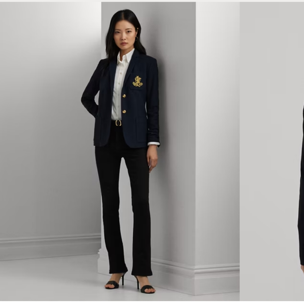 Ralph Lauren Logo Crest Wool Blazer Petite Sz 12